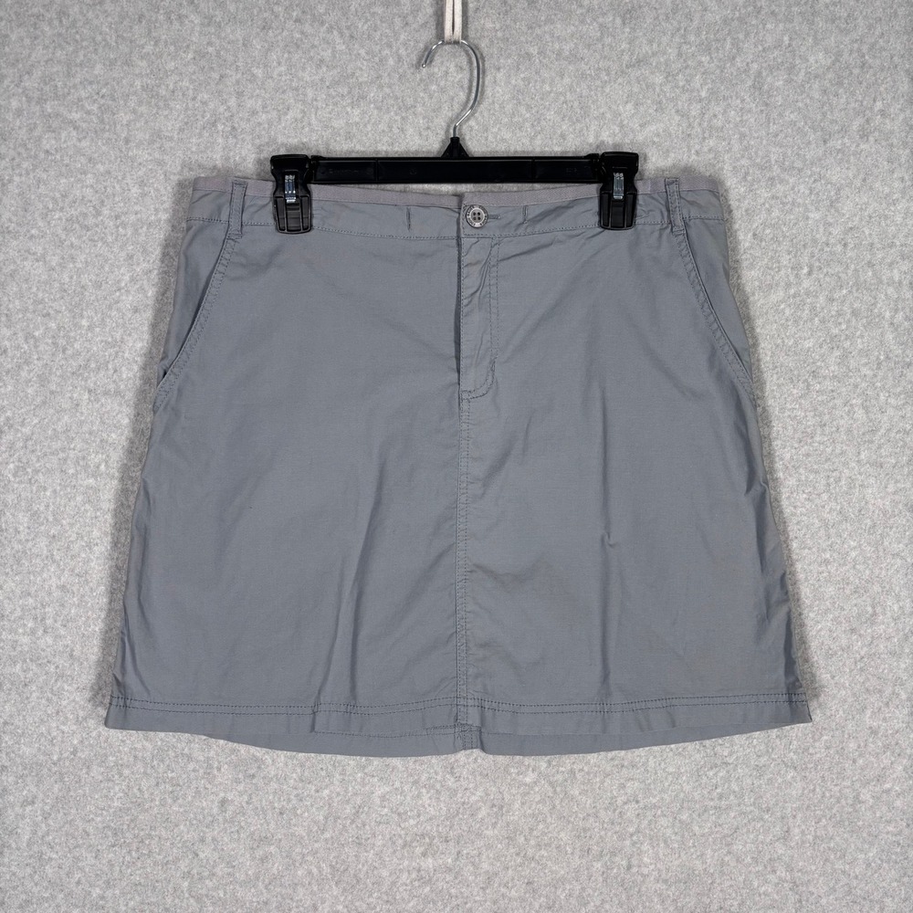 Eddie Bauer Mini Skirt Size 10 Gray Cotton Pockets Stretch Casual Outdoor GORP